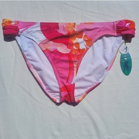 Mynah Pink Flora Print Hipster Bikini Bottom - Picture 1 of 4